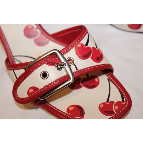 Coach Margot Sandals Cherry Print NIB RED WHITE - Picture 5 of 9